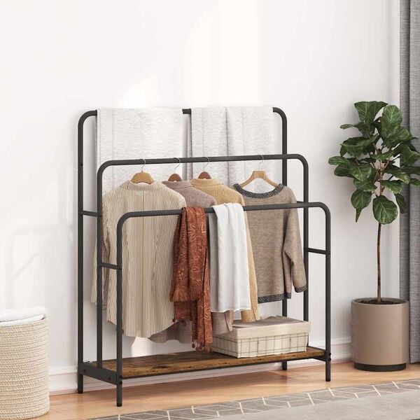 vidaXL Cloth Rack Old Wood 90 x 30 x 100.5 cm Engineered wood