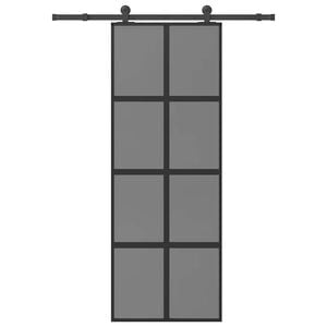 vidaXL Sliding Door with Hardware Set 76x205 cm Tempered Glass&Aluminium