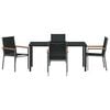 vidaXL Garden Dining Set 5 pcs Black Powder-coated Steel