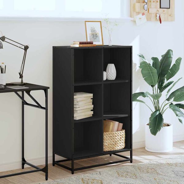 vidaXL Book Cabinet Black 65.5x33x107.5 cm Engineered Wood