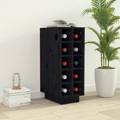 vidaXL Wine Cabinet Black 23x34x61 cm Solid Wood Pine