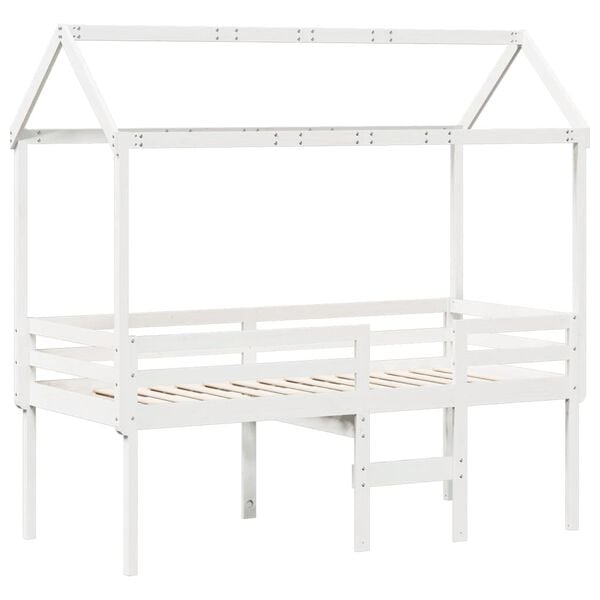 vidaXL High Sleeper Bed without Mattress White 90x200 cm Solid Wood Pine