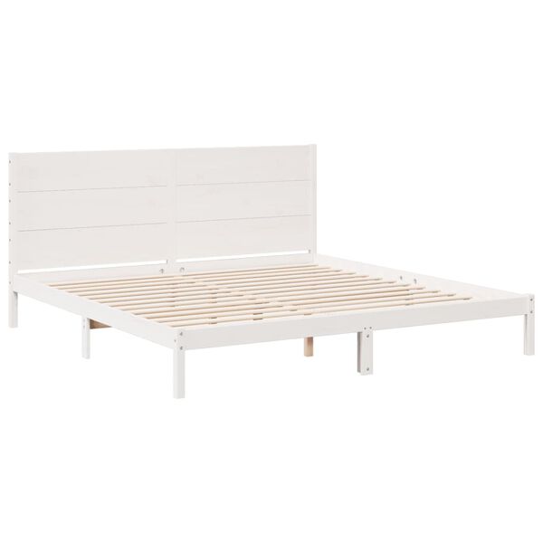 vidaXL Extra Long Bed Frame without Mattress White 180x210 cm Solid Wood