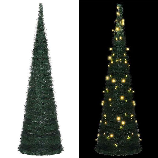 vidaXL Pop-up String Artificial Pre-lit Christmas Tree Green 210 cm
