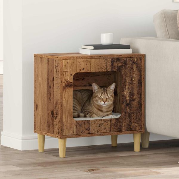 vidaXL Cat House Old Wood 51 x 30 x 52 cm Engineered Wood