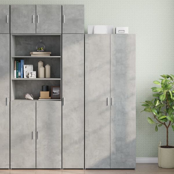 vidaXL Slim Storage Cabinet Concrete Grey 30x42.5x225 cm Engineered Wood
