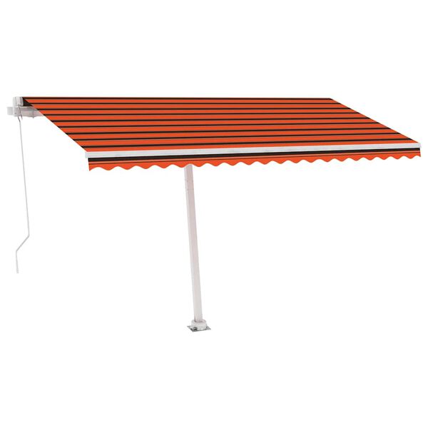 vidaXL Freestanding Manual Retractable Awning 450x350 cm Orange/Brown