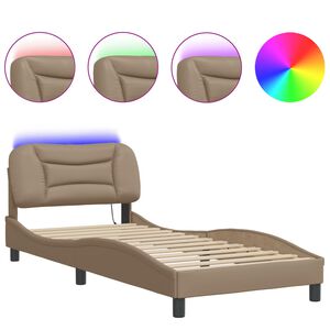 vidaXL Bed Frame with LED without Mattress "Hvar" Cappuccino 90x200 cm