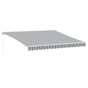 vidaXL Manual Retractable Awning Anthracite&White 400x350 cm