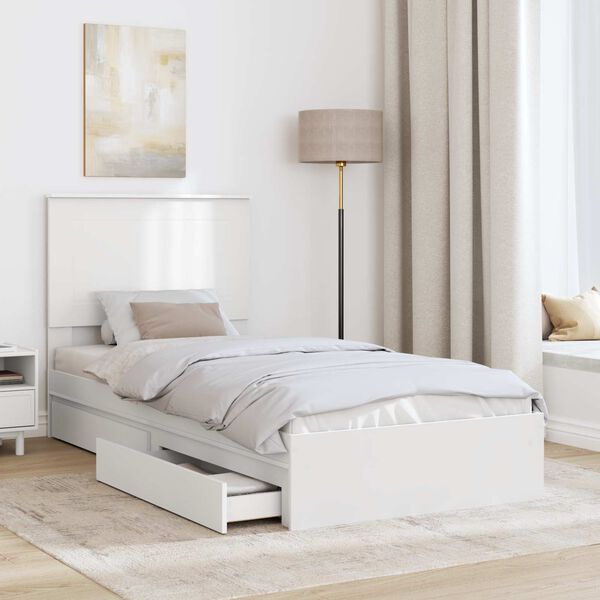 vidaXL Storage Bed with Headboard White 90 x 200 cm Engineered Wood