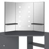 vidaXL Corner Dressing Table with LED Grey 111x54x141.5 cm