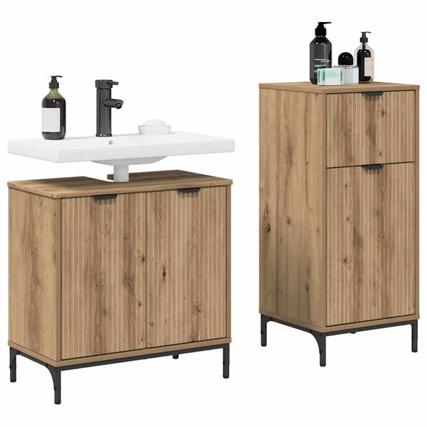 vidaXL Bathroom Furniture Set with Drawer with Shelf 2 pcs Artisan Oak