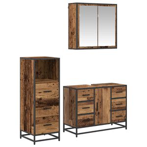 vidaXL Bathroom Furniture Set 3 pcs Old Wood Engineered Wood