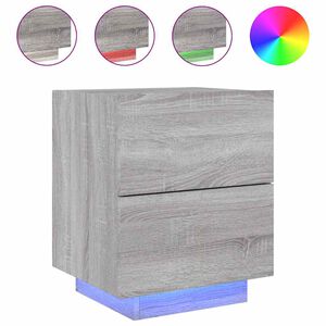 vidaXL Bedside Cabinet with LED Lights Grey Sonoma Engineered Wood