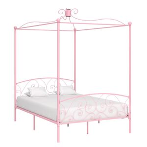 vidaXL Canopy Bed Frame without Mattress Pink Metal 120x200 cm