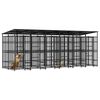 vidaXL Outdoor Dog Kennel with Roof Steel 11.06 m&sup2;