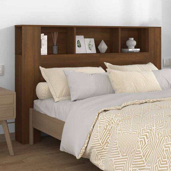 vidaXL Headboard Cabinet Brown Oak 160x18.5x104.5 cm