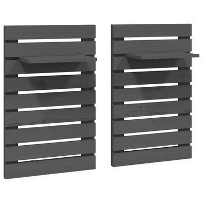 vidaXL Wall-mounted Bedside Shelves 2 pcs Grey Solid Wood Pine