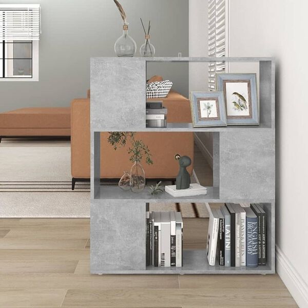vidaXL Book Cabinet Room Divider Concrete Grey 80x24x94 cm Engineered Wood