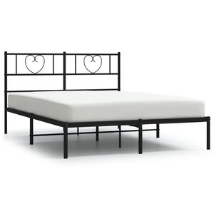 vidaXL Metal Bed Frame without Mattress with Headboard Black 140x190cm