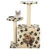 vidaXL Cat Tree with Sisal Scratching Posts 60 cm Beige Paw Prints