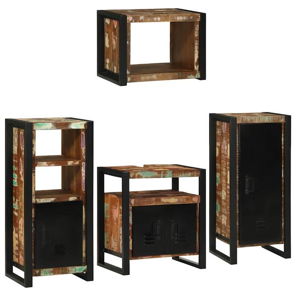 vidaXL Bathroom Furniture Set 4 pcs Multicolour Solid Reclaimed Wood