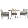 vidaXL Garden Dining Set 3 pcs Grey Poly Rattan