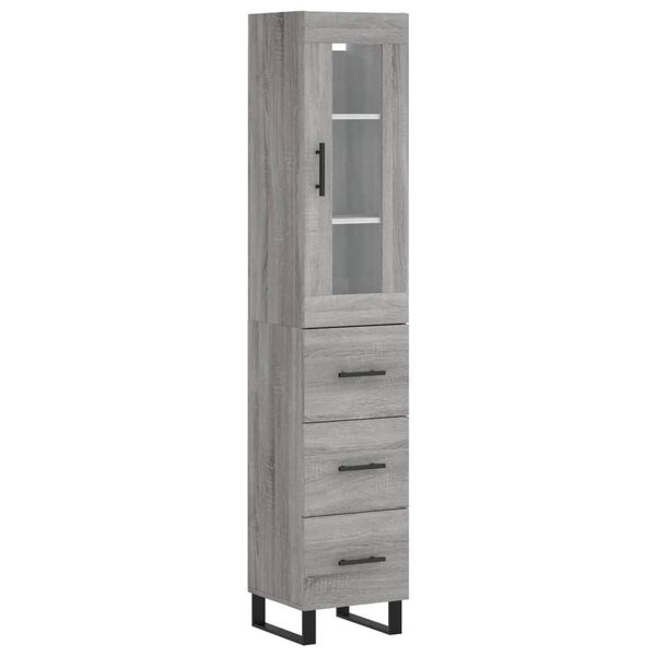 vidaXL Highboard Grey Sonoma 34.5x34x180 cm Engineered Wood