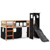 vidaXL Kids' Loft Bed with Tower White&Black 90x190 cm Solid Wood Pine