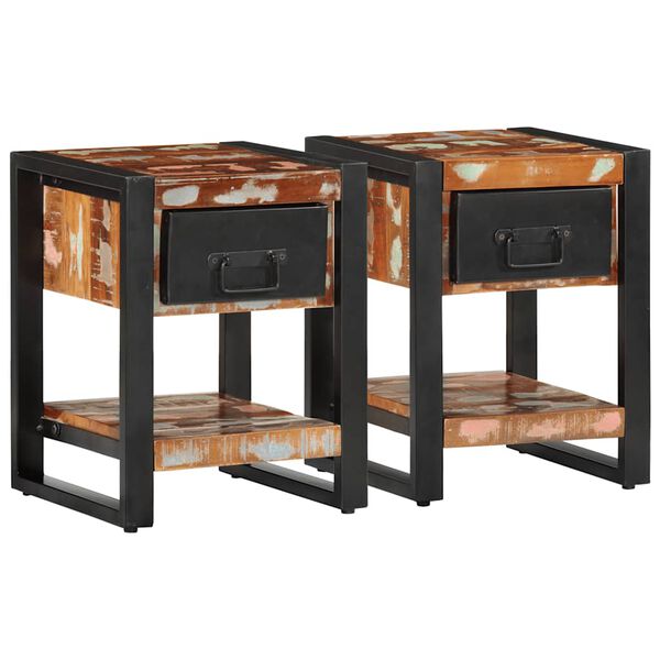 vidaXL Bedside Cabinets 2 pcs Multicolour Solid Rough Wood Mango
