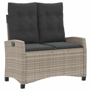 vidaXL Reclining Garden Bench with Cushions Light Grey Poly Rattan