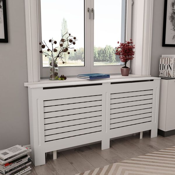 vidaXL Radiator Covers 2 pcs White 172x19x81.5 cm MDF