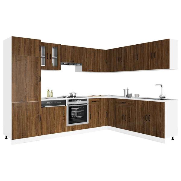 vidaXL 14 Piece Kitchen Cabinet Set Kalmar Brown Oak Engineered Wood