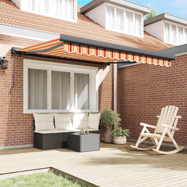 vidaXL Retractable Awning Yellow and Orange 300 x 250 cm