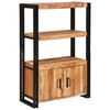 vidaXL Bookshelf with Doors Brown Solid Acacia Wood and Metal