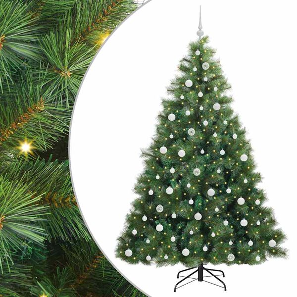 vidaXL Artificial Christmas Tree with 300 LEDs Green 210 cm PE and PVC