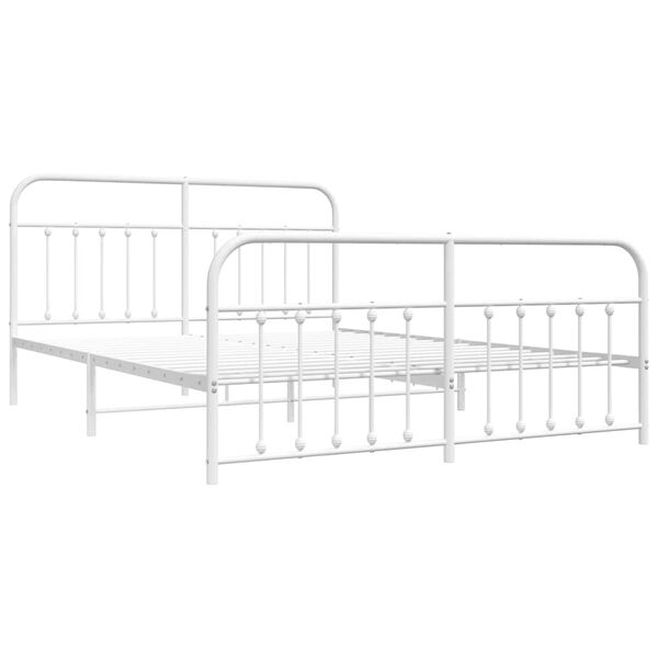 vidaXL Metal Bed Frame without Mattress with Footboard White 160x200cm