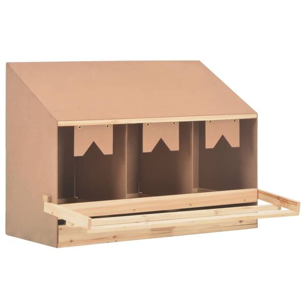 vidaXL Chicken Laying Nest 3 Compartments 93x40x65 cm Solid Pine Wood