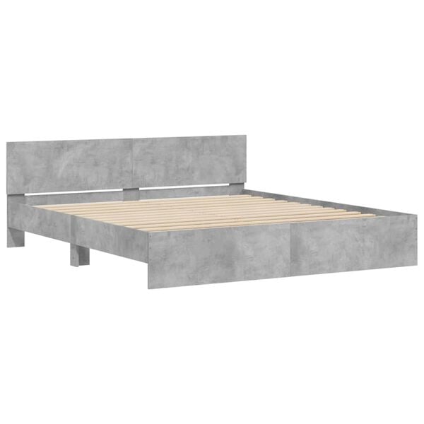 vidaXL Bed Frame without Mattress Concrete Grey 200x200 cm