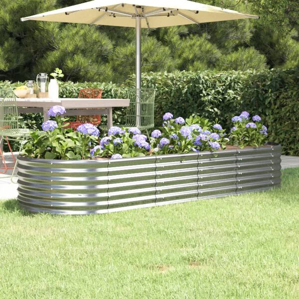 vidaXL Garden Raised Bed Galvanised Steel 224x80x36 cm Silver