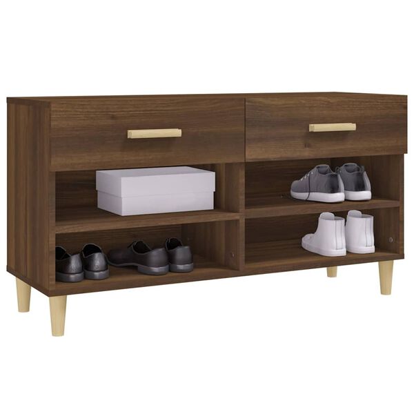 vidaXL Shoe Cabinet Brown Oak 102x35x55 cm Engineered Wood