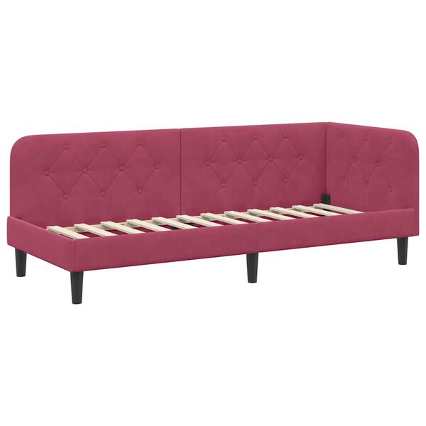 vidaXL Corner Bed Frame with Headboard Wine Red 80 x 200 cm Velvet