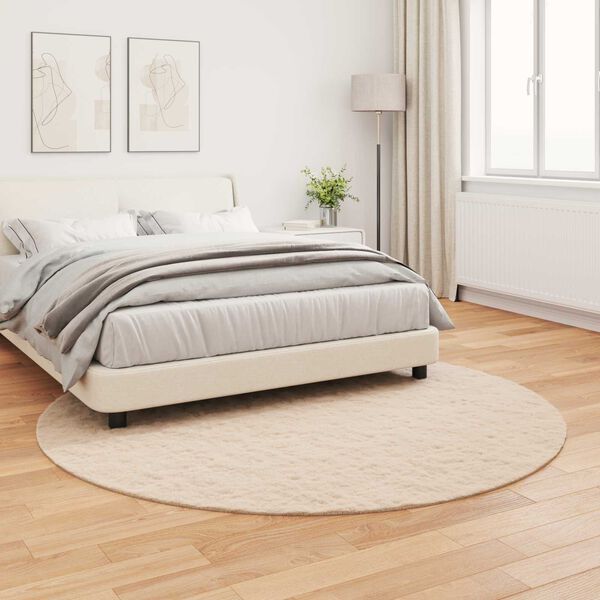 vidaXL Faux Rabbit Fur Rug Olite Taupe Ø 200 cm Polyester