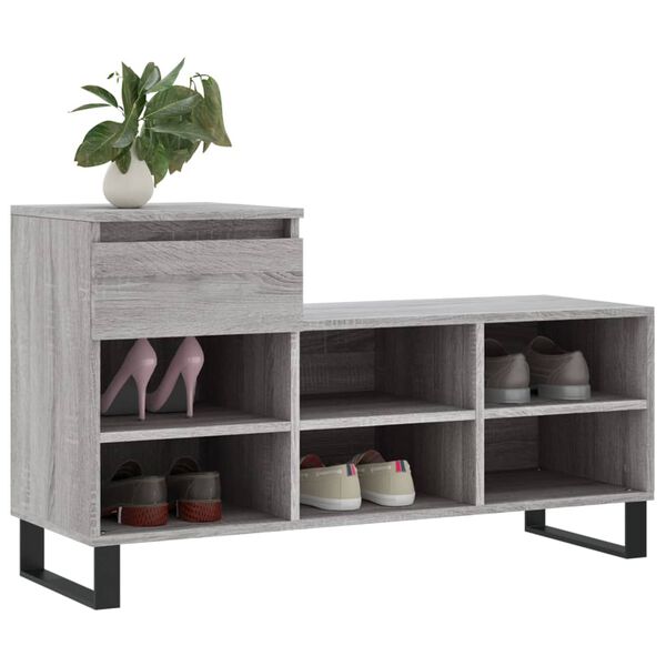 vidaXL Shoe Cabinet Grey Sonoma 102x36x60 cm Engineered Wood