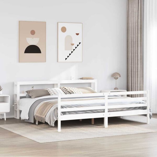 vidaXL Bed Frame without Mattress White 180x200 cm Super King Solid Wood Pine