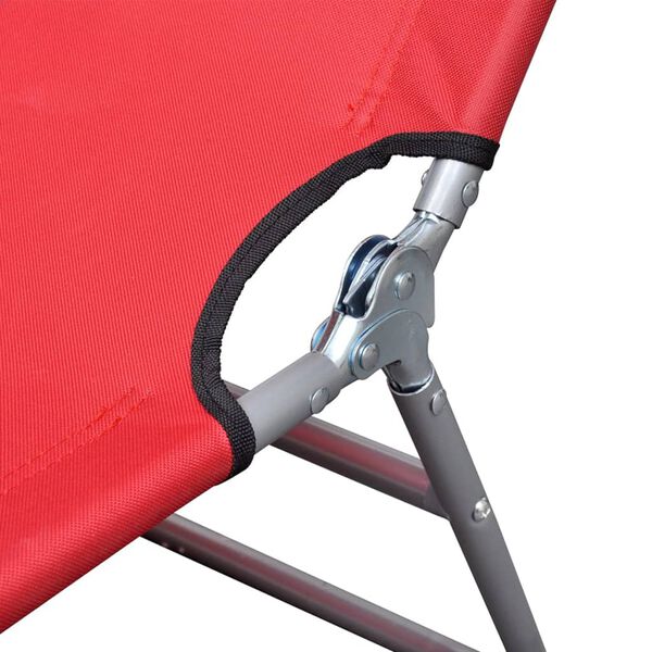 vidaXL Folding Sun Lounger Powder-coated Steel Red