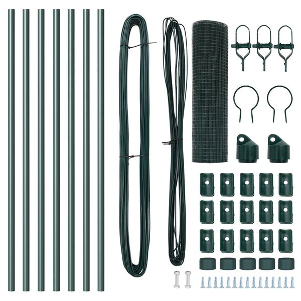 vidaXL Fence Post Green 10 x 0.4 m (25 x 25 mm mesh) Steel and PVC