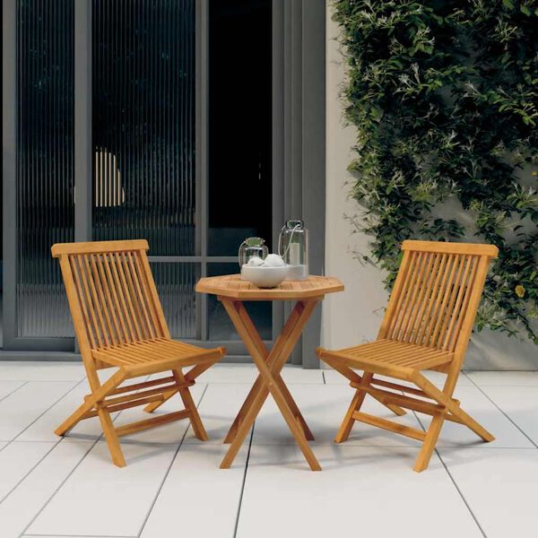 vidaXL 3 Piece Garden Dining Set Solid Wood Teak