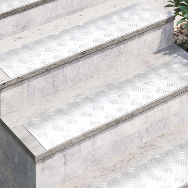 vidaXL Stair Tread Rectangular 2 pcs Silver 90 x 20 cm Aluminium