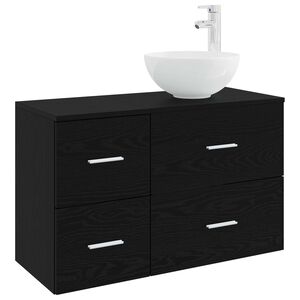 vidaXL Bathroom Furniture Set 2 pcs Black Oak Engineered Wood